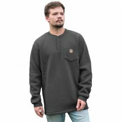 Lincoln Outfitters Men's Sherpa Henley Gray - LOKL-E0378-GUNHTR - Long Sleeve Shirts