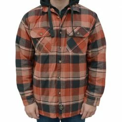 Lincoln Outfitters Men's Hooded Shirt Jacket Russet Red - LOHJ-A0417 - Jackets