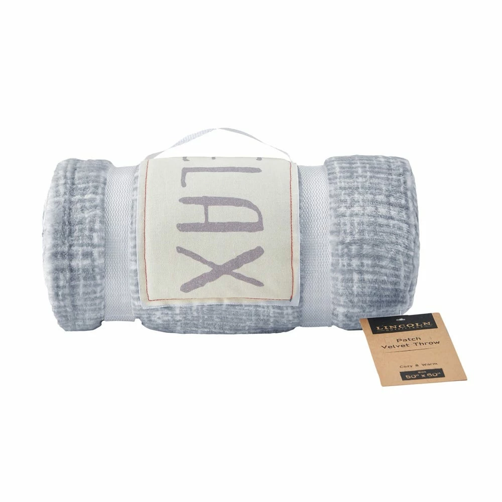 Lincoln Outfitters Solid Velvet 50 x 60 Throw with printed Relax Patch applique - RK-VELAP-REL - Blankets & Bedspreads 2 Lincoln Outfitters Solid Velvet 50 x 60 Throw with printed Relax Patch applique - RK-VELAP-REL - Blankets & Bedspreads