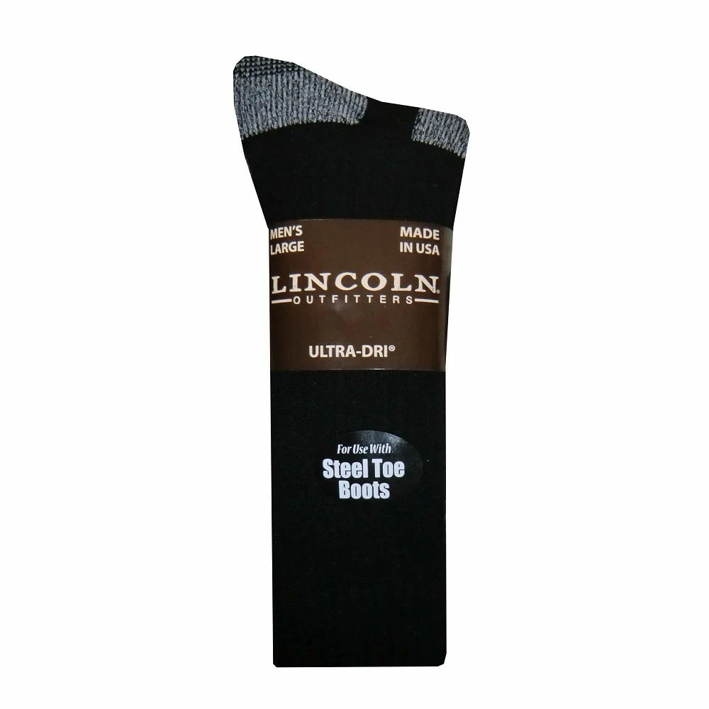 Lincoln Outfitters Men's Ultra-Dri Steel Toe Work Sock 2 Pack Black - L2/837-BL - Socks 3 Lincoln Outfitters Men's Ultra-Dri Steel Toe Work Sock 2 Pack Black - L2/837-BL - Socks