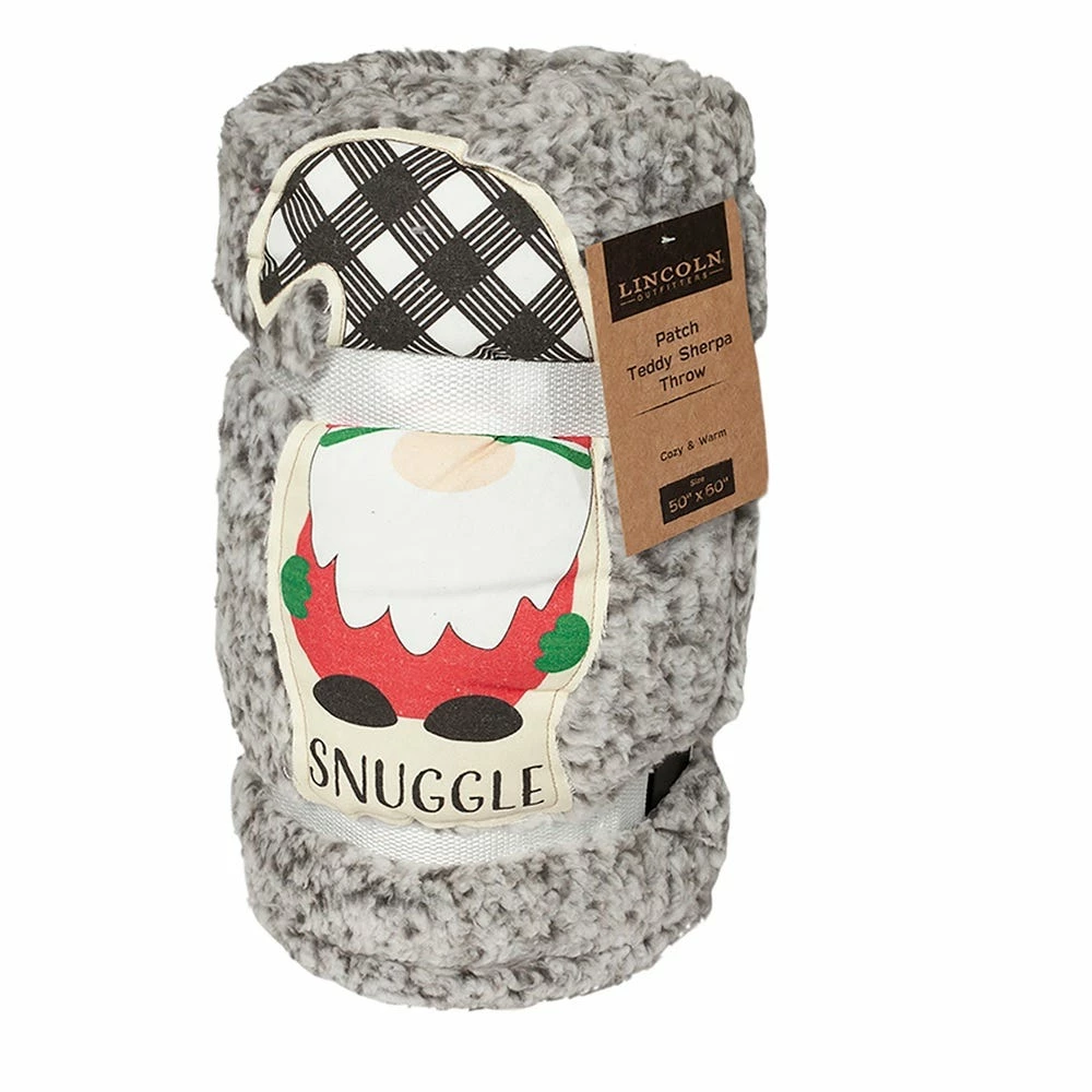 Lincoln Outfitters Holiday Gnome Backprinted Teddy Sherpa 50 x 60 Throw with printed Patch applique - RK-TEDAP-HOL - Blankets & Bedspreads 3 Lincoln Outfitters Holiday Gnome Backprinted Teddy Sherpa 50 x 60 Throw with printed Patch applique - RK-TEDAP-HOL - Blankets & Bedspreads