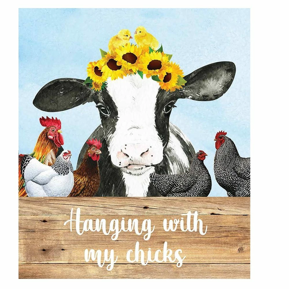 Lincoln Outfitters Hanging with My Chicks Cow Printed Velvet 50 x 60 Throw - RK-PHVEL-CHIK - Blankets & Bedspreads 4 Lincoln Outfitters Hanging with My Chicks Cow Printed Velvet 50 x 60 Throw - RK-PHVEL-CHIK - Blankets & Bedspreads - Image 2