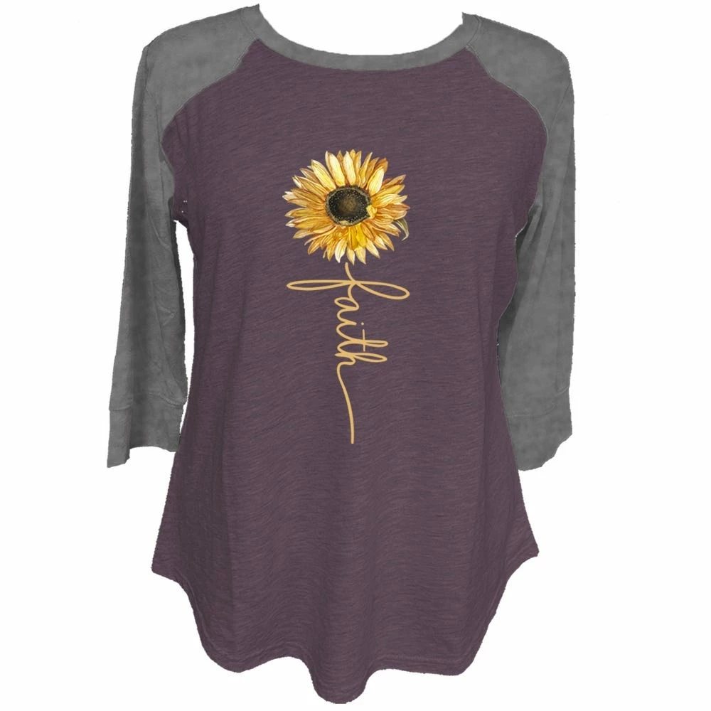 Lincoln Outfitters Ladies Three Quarter Sleeve Faith Sunflower Graphite Heather- LO-LFW-05 - Three Quarter Length Shirts Women's 3 Lincoln Outfitters Ladies Three Quarter Sleeve Faith Sunflower Graphite Heather- LO-LFW-05 - Three Quarter Length Shirts Women's