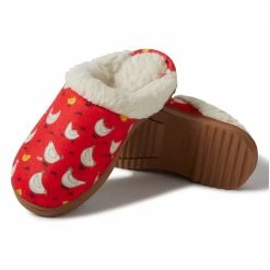 Lincoln Outfitters Women's Printed Scuff with Cuff, Red - 60984 - Women's Slippers