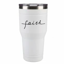 Lincoln Outfitters "Faith" 30 oz. Religious Tumbler, White - 89-644-0204 - Tumblers
