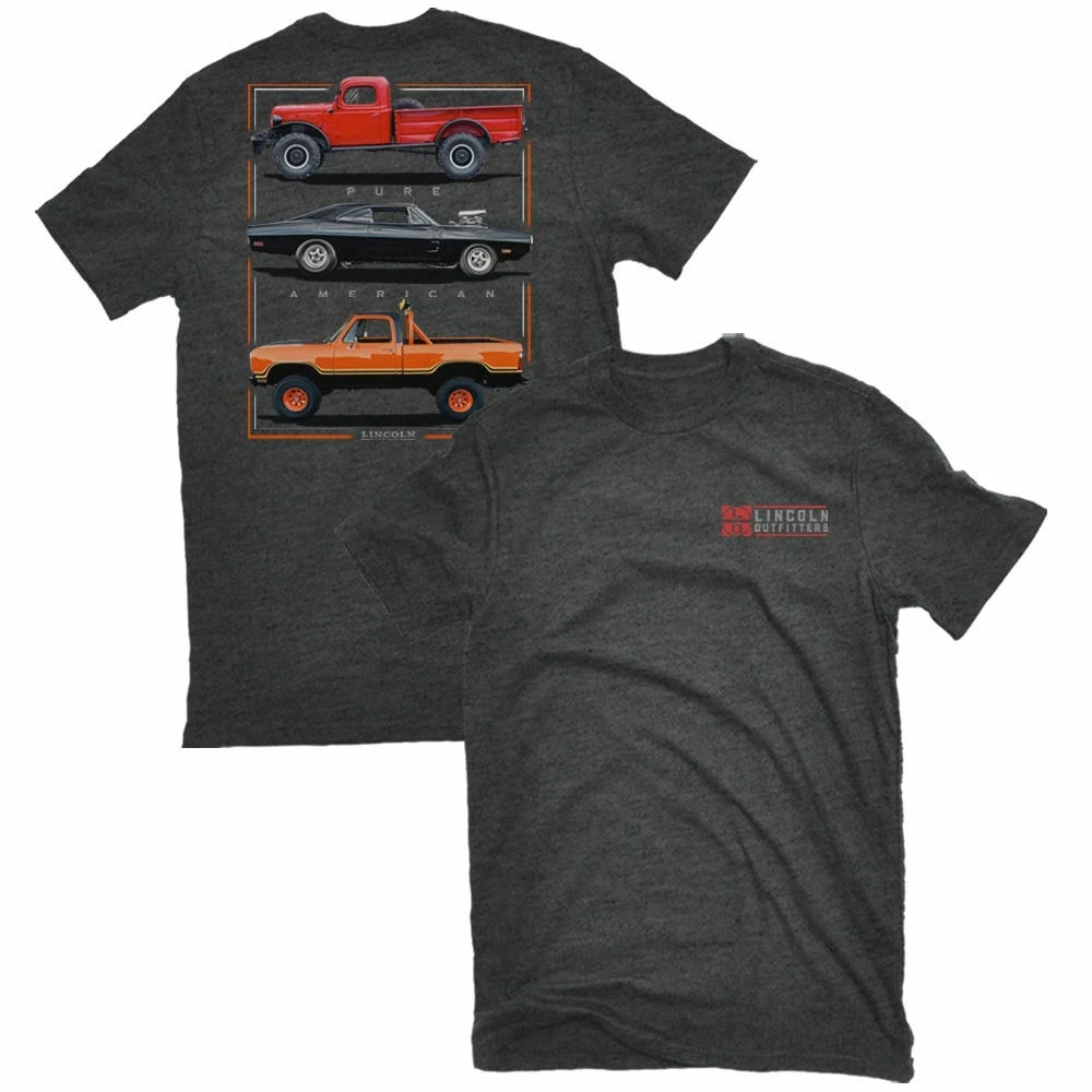 Lincoln Outfitters Men's Short Sleeve Three Truck Pure American T-Shirt Charcoal Heather - LO-130 - T-Shirts 3 Lincoln Outfitters Men's Short Sleeve Three Truck Pure American T-Shirt Charcoal Heather - LO-130 - T-Shirts