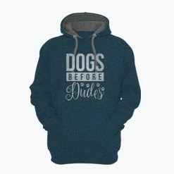 Lincoln Outfitters Dogs Before Dudes Ladie's Long Sleeve Hoodie, Bluesteel Black Heather - LO-LH28 - Hooded Sweatshirts Women's
