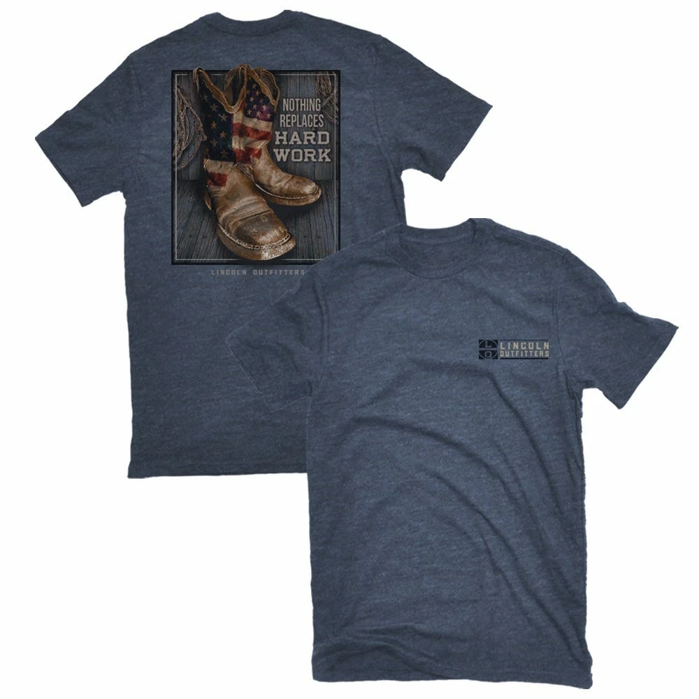 Lincoln Outfitters Men's Short Sleeve Cowboy Boots T-Shirt Denim Heather - LO-132DH - T-Shirts 3 Lincoln Outfitters Men's Short Sleeve Cowboy Boots T-Shirt Denim Heather - LO-132DH - T-Shirts