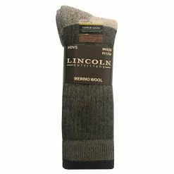 Lincoln Outfitters Men's Cupron Anti-Microbial Merino Wool Boot Sock Brown - RT/LO793-BRN - Socks