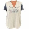 Lincoln Outfitters Ladies V-Neck BOHO Antler Short Sleeve Fashion T-Shirt - LO-LF12 - T-Shirts -Lincoln Outfitters Store fff6b7907eea07bc29512039adc8a6ebe9bcd733 LO LF12 1